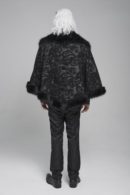 Kurze Umhangjacke Obsidian Sovereign Capelet Jacket&nbsp;mit Kunstfell von Devil Fashion