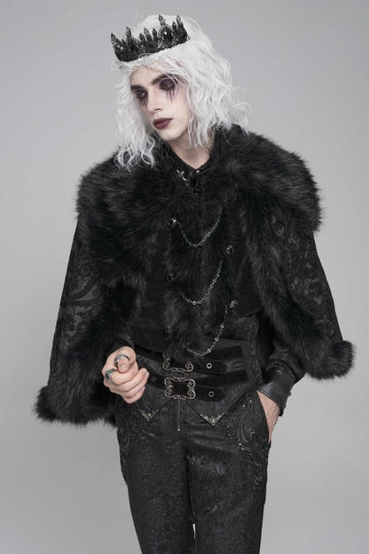 Kurze Umhangjacke Obsidian Sovereign Capelet Jacket&nbsp;mit Kunstfell von Devil Fashion