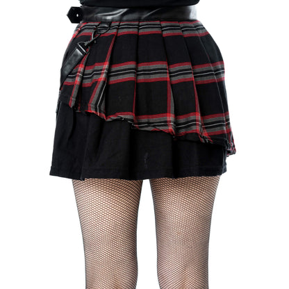 Schwarzer Rock PHANTOM HIGHLANDER SKIRT mit Tartanmuster und Seitentasche von Poizen Industries