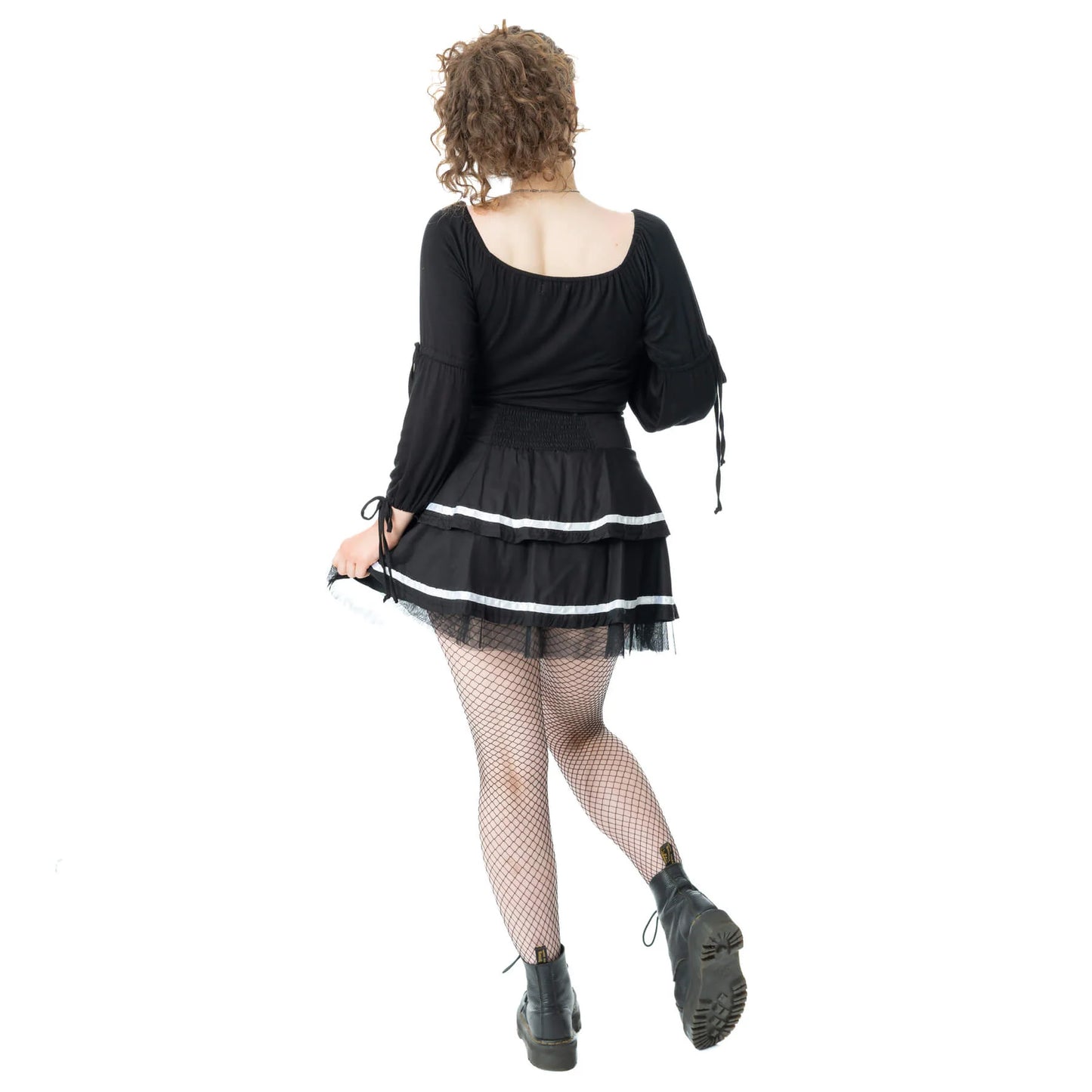 Schwarzer Rock PHANTOM WALTZ SKIRT mit Schnürung von Poizen Industries