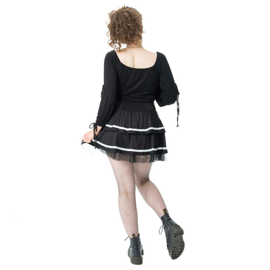 Schwarzer Rock PHANTOM WALTZ SKIRT mit Schnürung von Poizen Industries