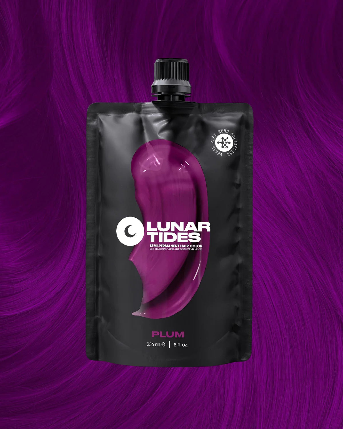 semi-permanente Haartönung Plum Purple in dem Farbton Lila mit pinken Untertönen von Lunar Tides