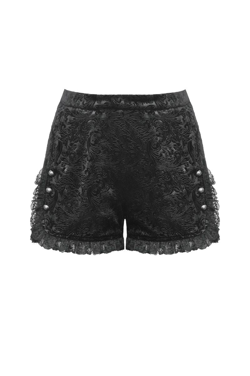 Schwarze kurze Hose VELVET POETRY SHORTS aus Spitze von Dark In Love