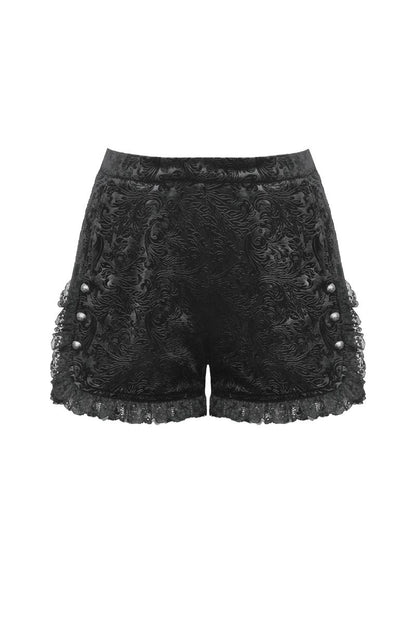 Schwarze kurze Hose VELVET POETRY SHORTS aus Spitze von Dark In Love