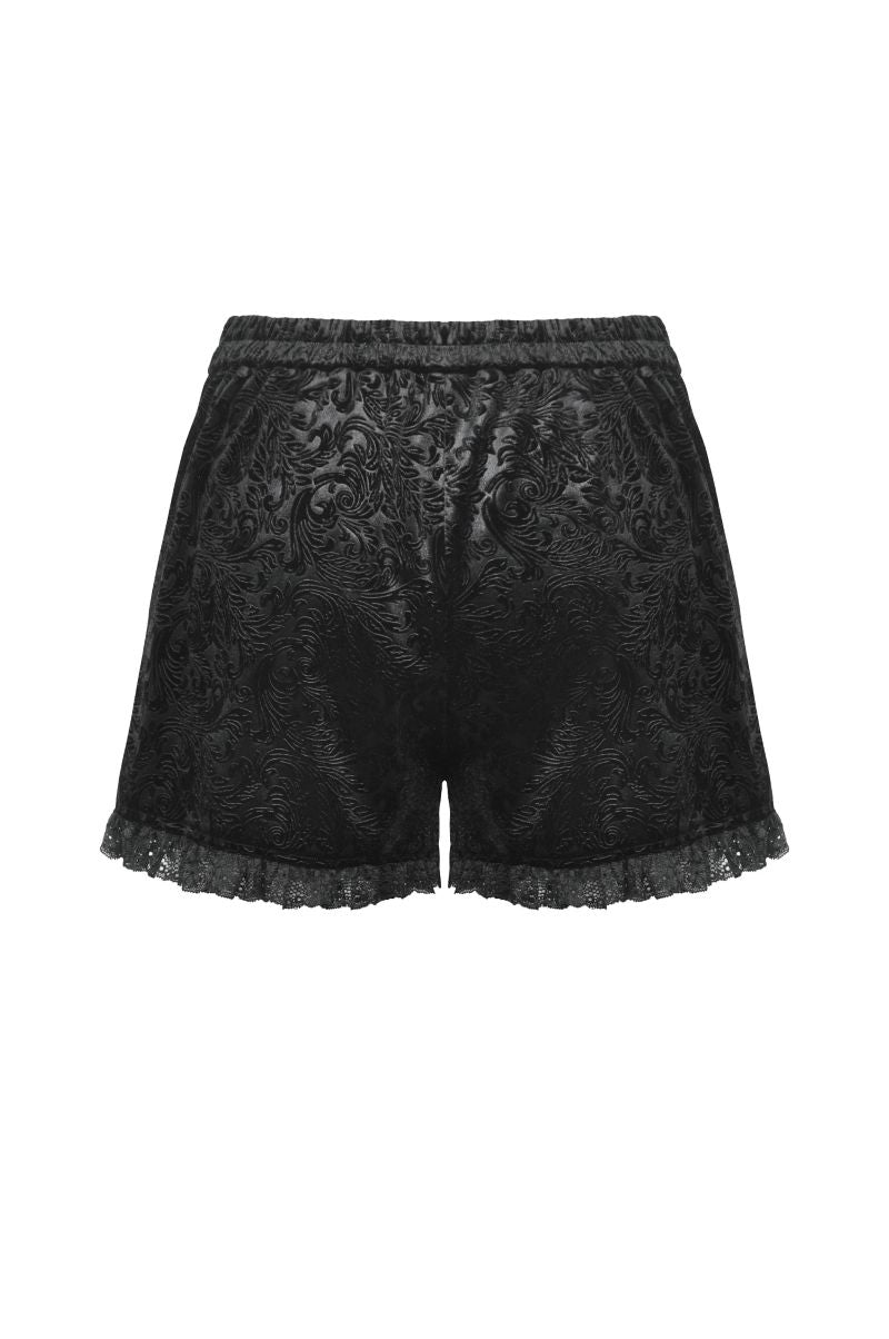 Schwarze kurze Hose VELVET POETRY SHORTS aus Spitze von Dark In Love