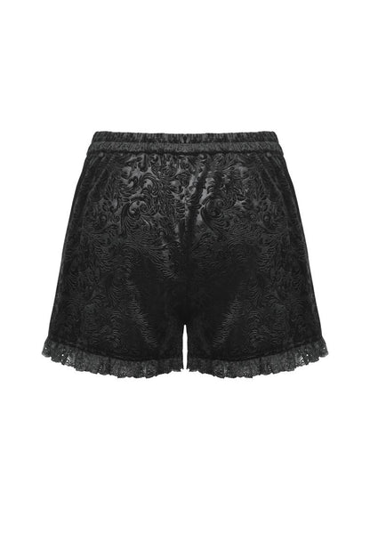 Schwarze kurze Hose VELVET POETRY SHORTS aus Spitze von Dark In Love