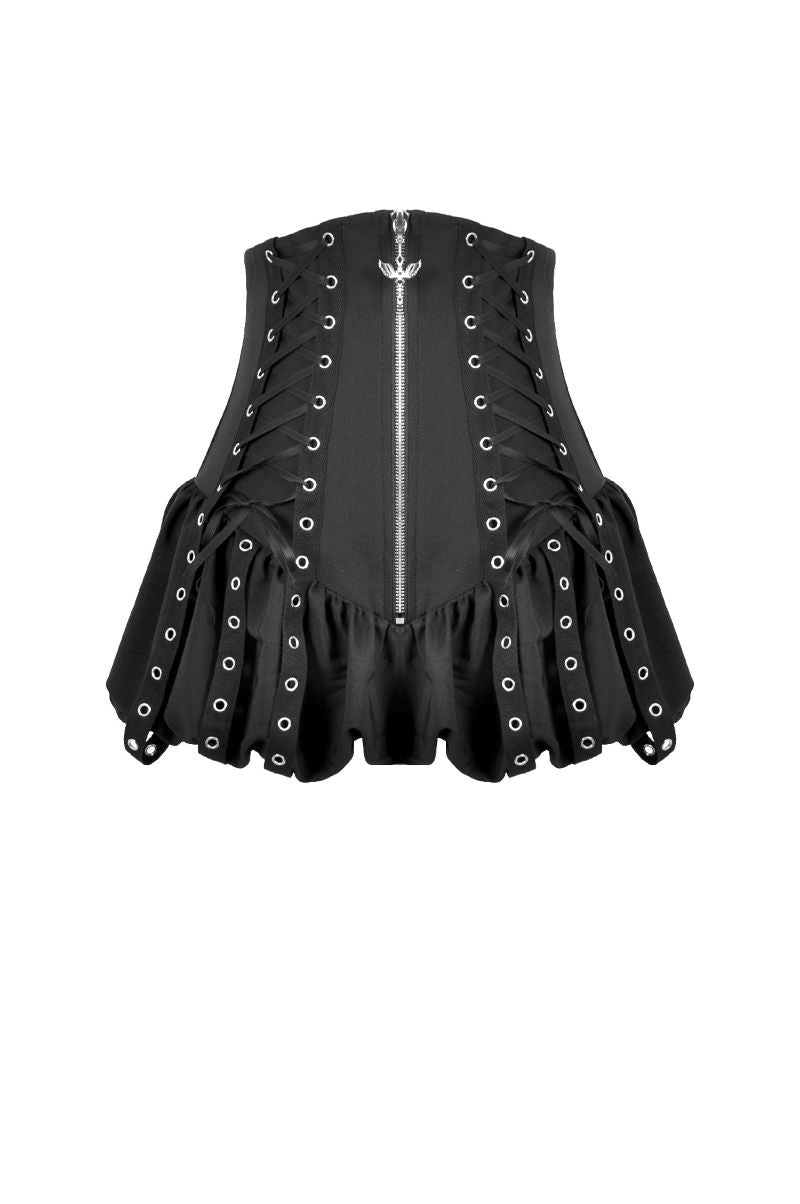 Schwarze Shorts Punk Pixie Corset Waist Shorts im Taillenrock-Stil von Dark In Love
