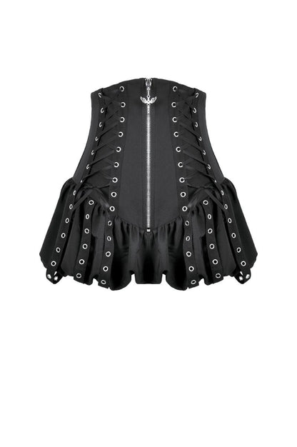 Schwarze Shorts Punk Pixie Corset Waist Shorts im Taillenrock-Stil von Dark In Love