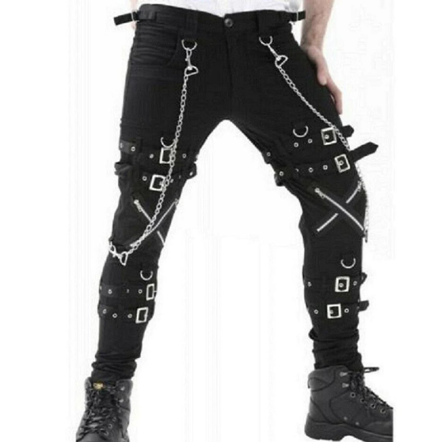 Schwarze Hose X-ZIPPER PANTS mit Ketten und Zierreißverschlüssen mit Colours Branding