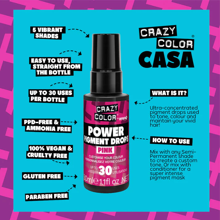 Pinke Pigmenttropfen PINK Power Pigment Drops von Crazy Color