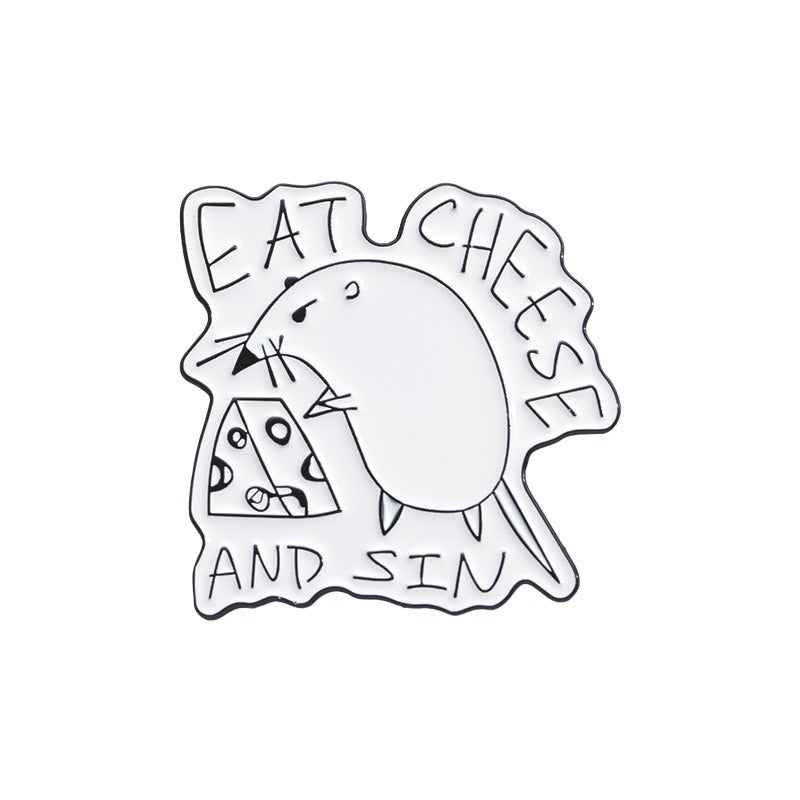 Kleiner Emaille-Anstecker EAT CHEESE AND SIN ENAMEL PIN von Moon Attic