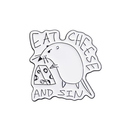 Kleiner Emaille-Anstecker EAT CHEESE AND SIN ENAMEL PIN von Moon Attic