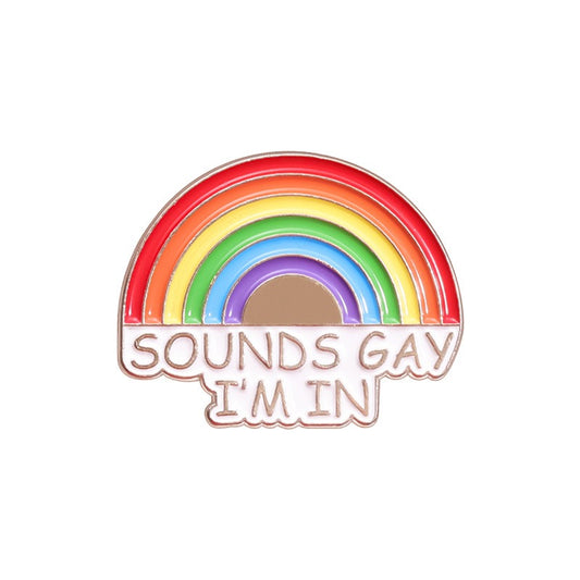 Kleiner Emaille-Anstecker SOUNDS GAY ENAMEL PIN im Regenbogendesign von Moon Attic