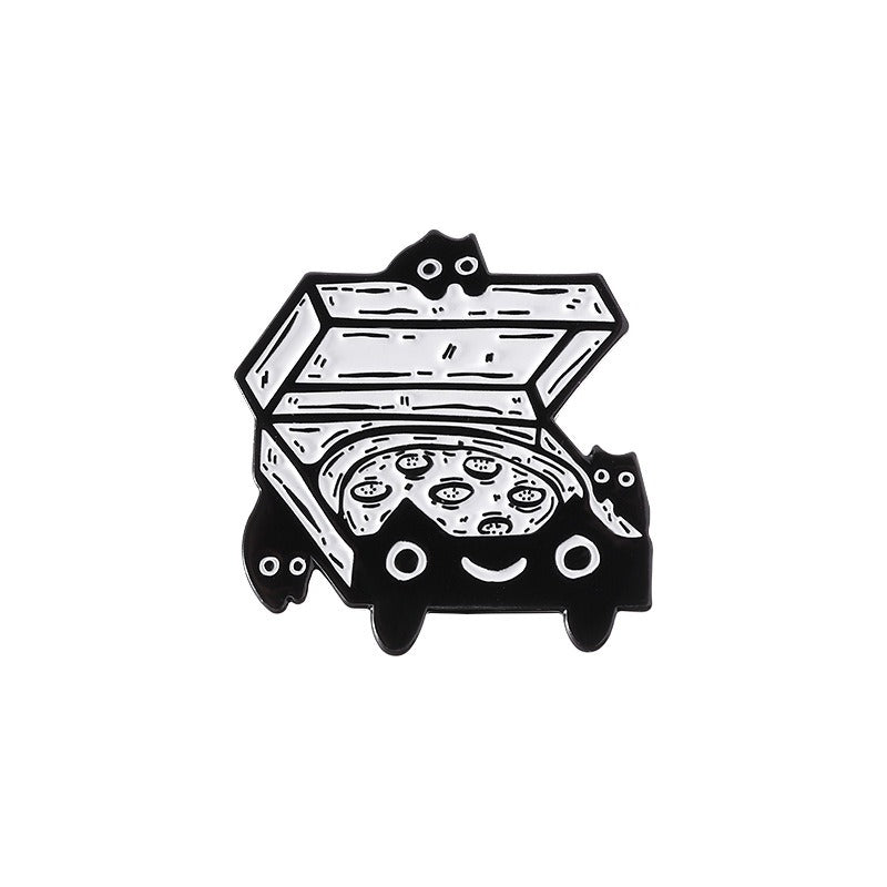 Kleiner Emaille-Anstecker CAT PIZZA ENAMEL PIN von Moon Attic