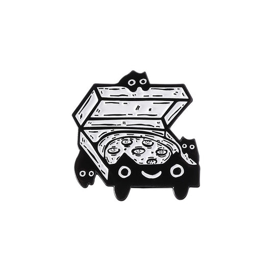 Kleiner Emaille-Anstecker CAT PIZZA ENAMEL PIN von Moon Attic