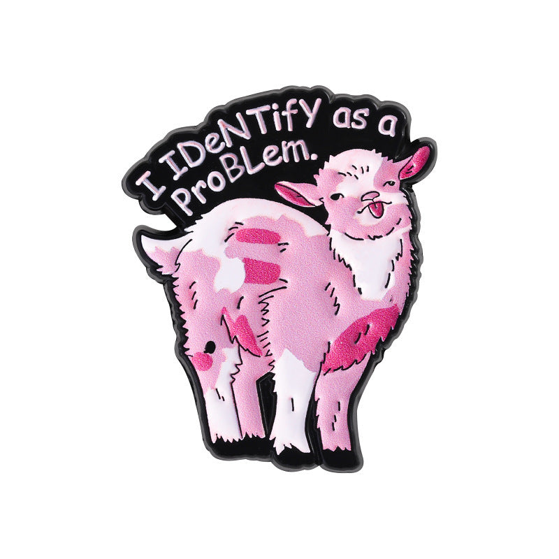 Kleiner Emaille-Anstecker PROBLEM ENAMEL PIN im Form eines pinken Lamms von Moon Attic