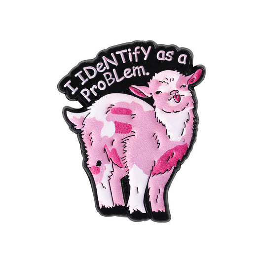 Kleiner Emaille-Anstecker PROBLEM ENAMEL PIN im Form eines pinken Lamms von Moon Attic