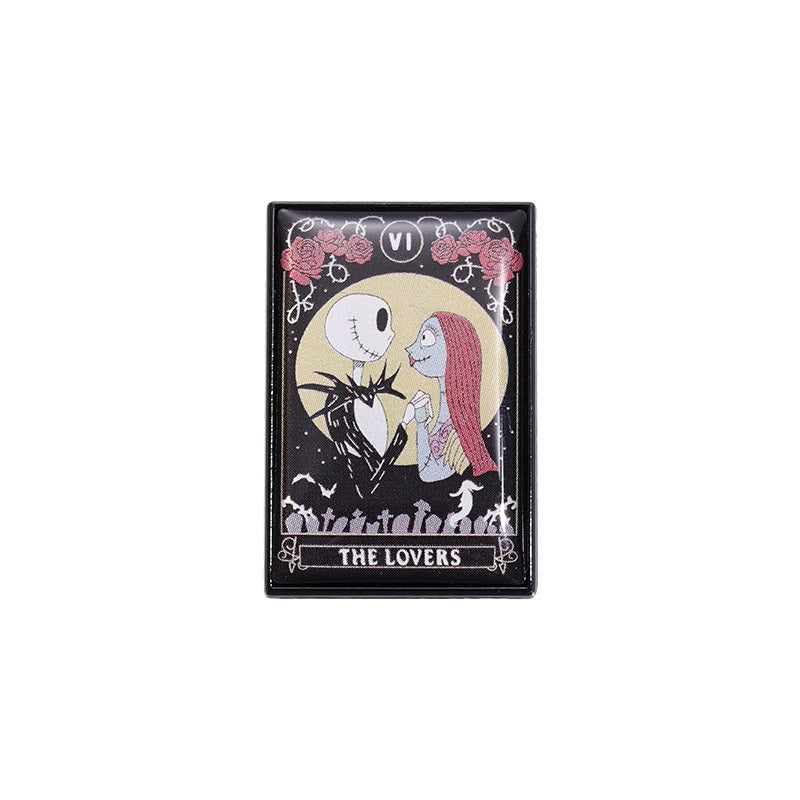 Kleiner, rechteckiger Emaille-Anstecker LOVERS JACK ENAMEL PIN mit Jack Skellington und Emily von Moon Attic