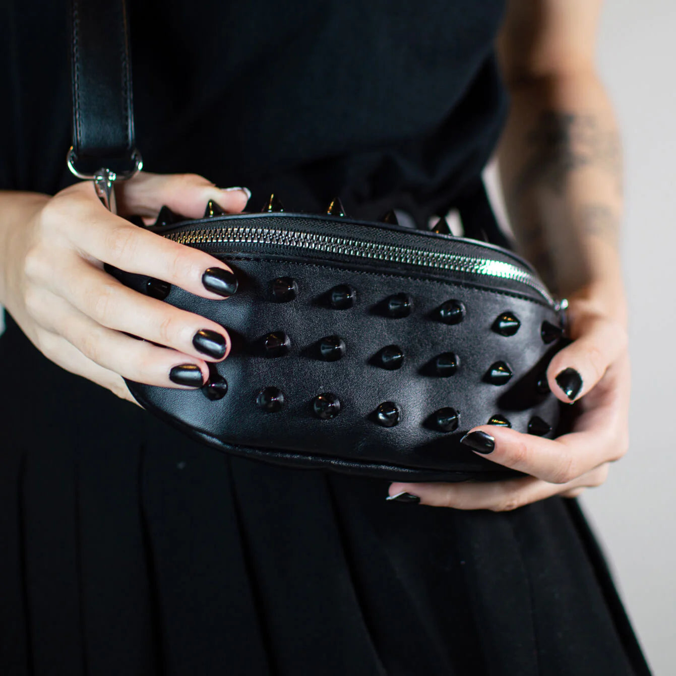 Black studded bum bag shop