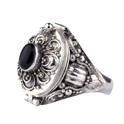 Silberner Ring Onyx Giftring 925 Silber, der sich öffnen lässt von etNox
