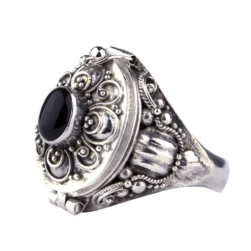 Silberner Ring Onyx Giftring 925 Silber, der sich öffnen lässt von etNox