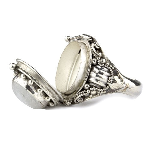 Silberner Ring Regenbogenmondstein Giftring 925 Silber, der sich öffnen lässt von etNox