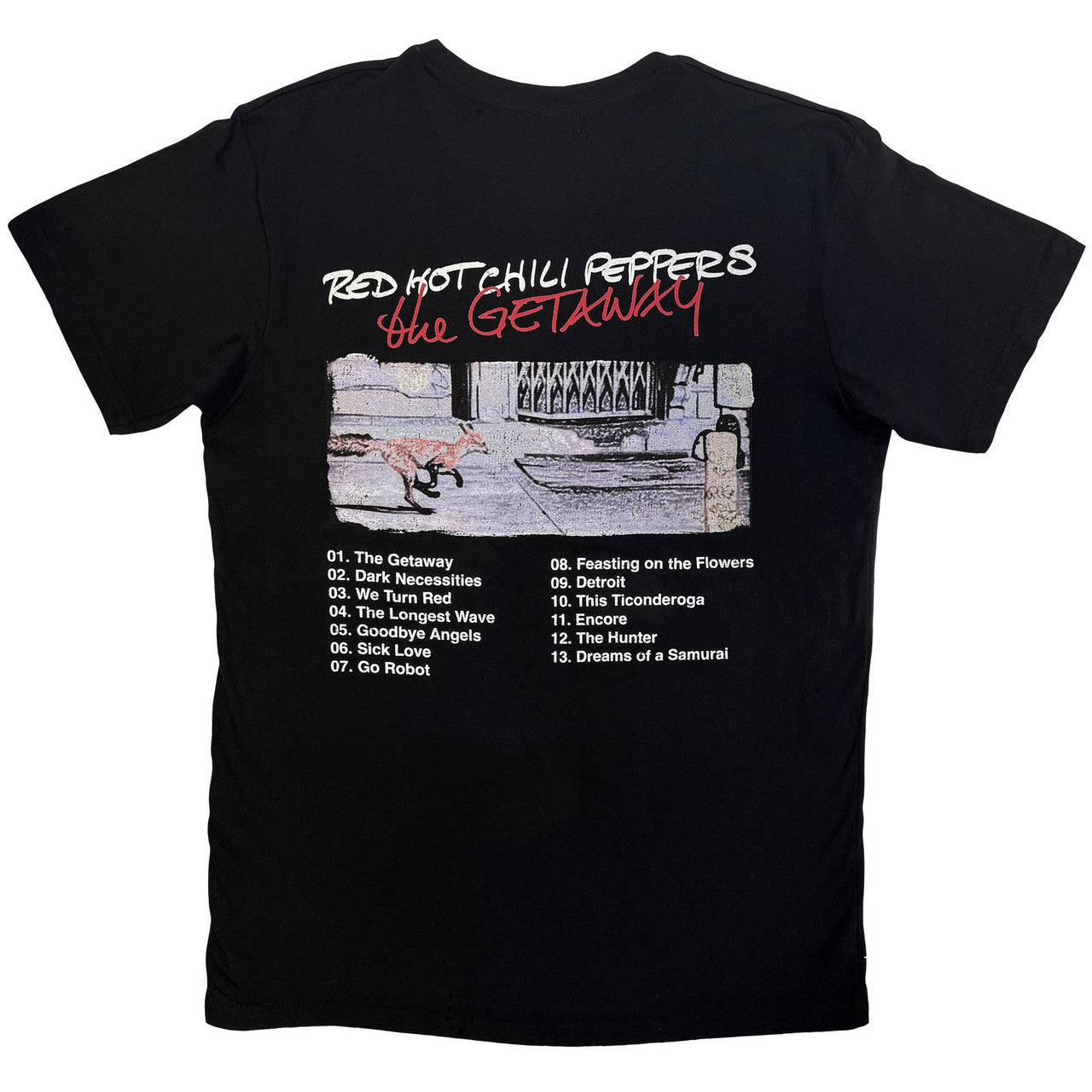 Lizensiertes Red Hot Chili Peppers The Getaway Tracklist Bandshirt mit Logoprint