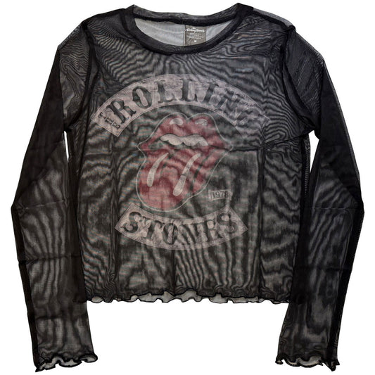The Rolling Stones Tour 78 Ladies Long Sleeve Mesh Crop Top