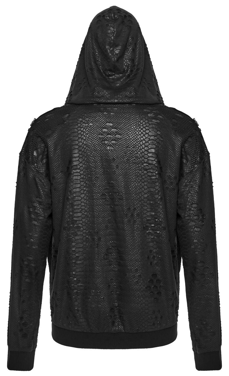 Schwarzes Langarmshirt Ragnarock Post Apocalyptic Top mit Kapuze von Punk Rave