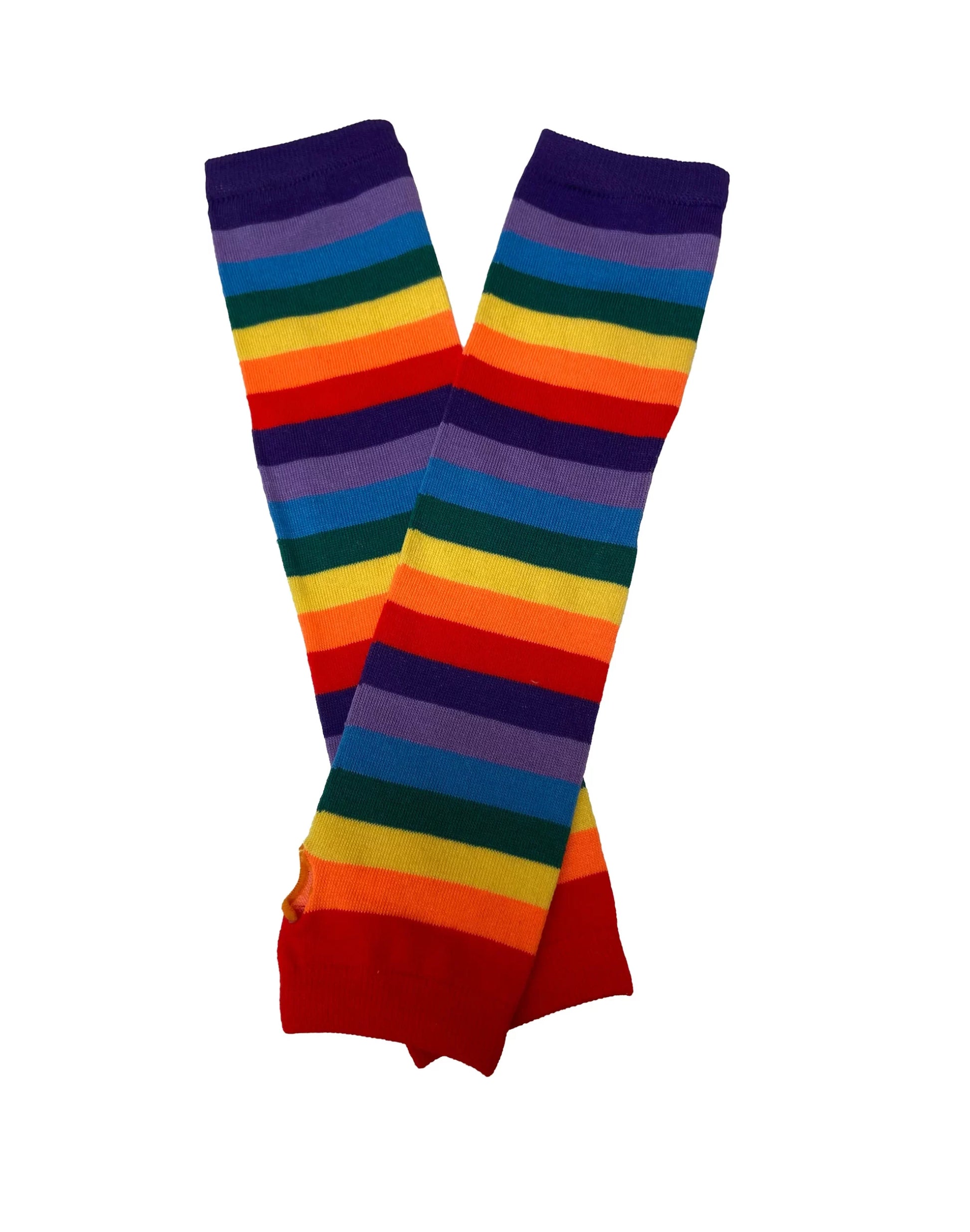 Bunte Armstulpen Rainbow Stripe Fingerless Gloves im Regenbogenmuster von Pamela Mann