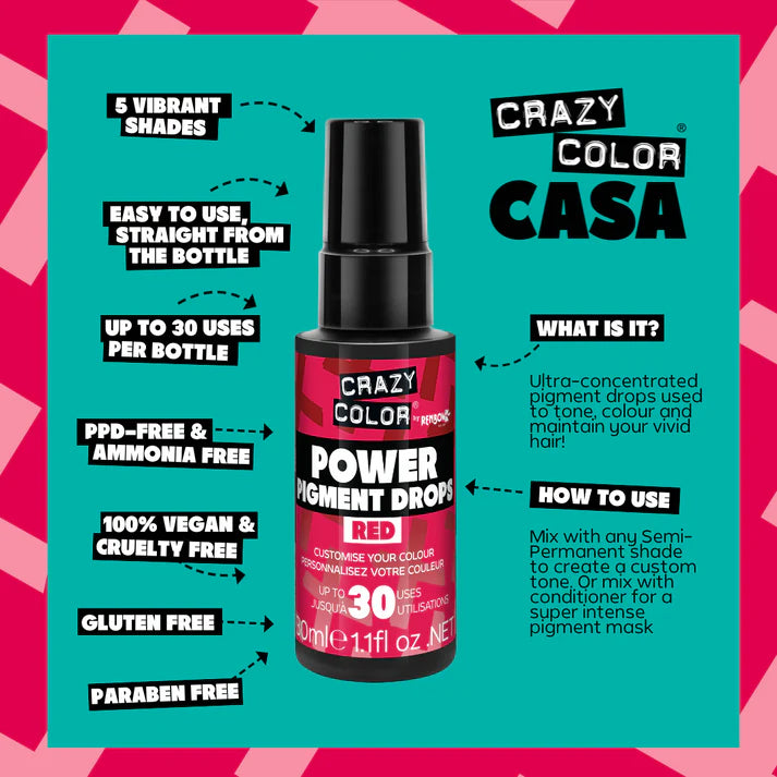 Rote Pigmenttropfen RED Power Pigment Drops von Crazy Color