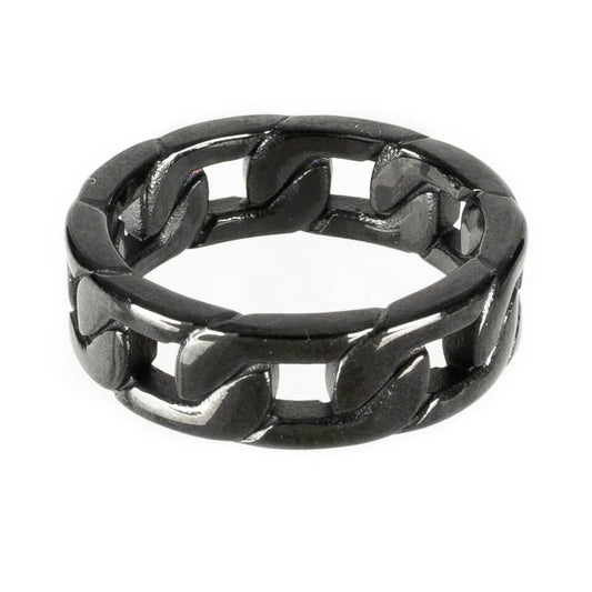 Schwarzer Ring LYNKR RING mit Kettendesign von Poizen Industries