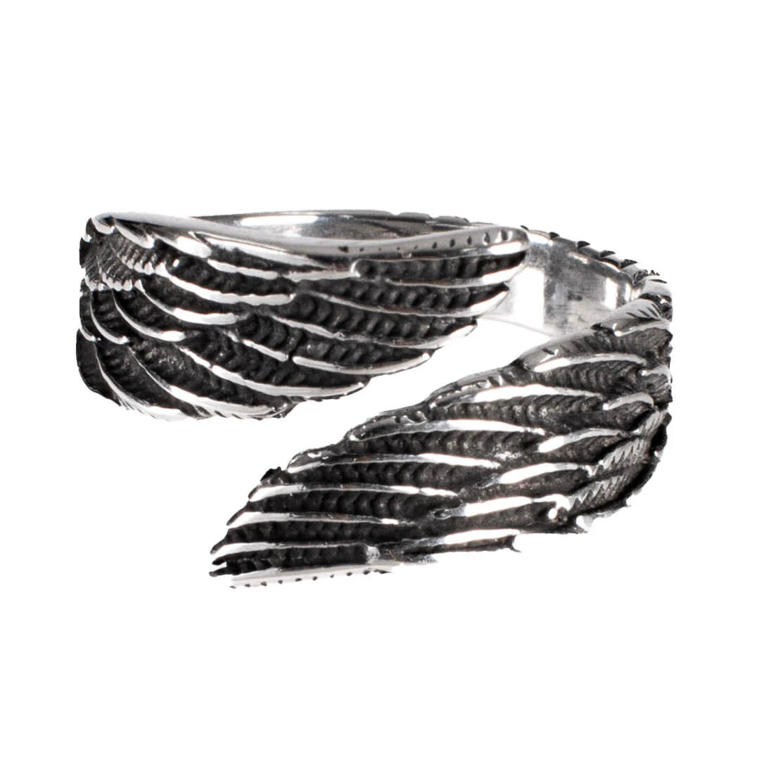 Silberfarbender Ring NOCTARA RING mit Flügeldesign von Poizen Industries