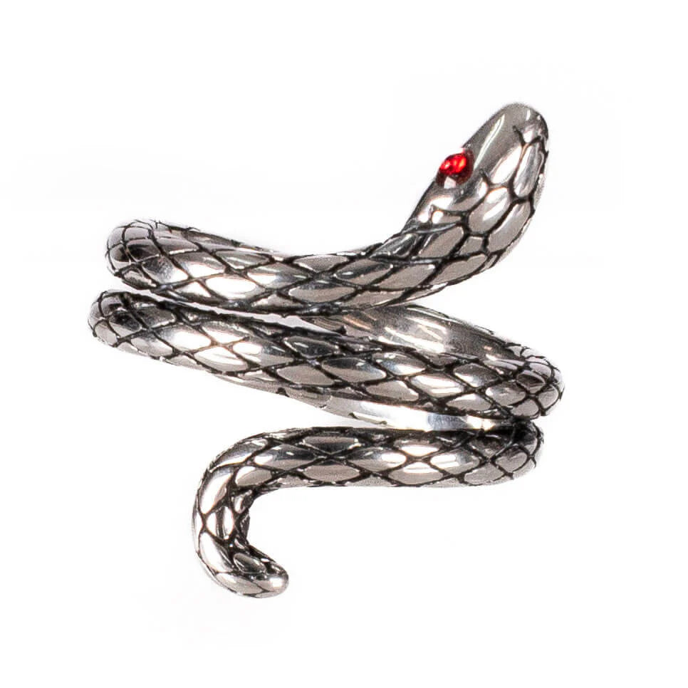 Silberfarbender Ring SLYTHRA RING mit Schlangendesign von Poizen Industries