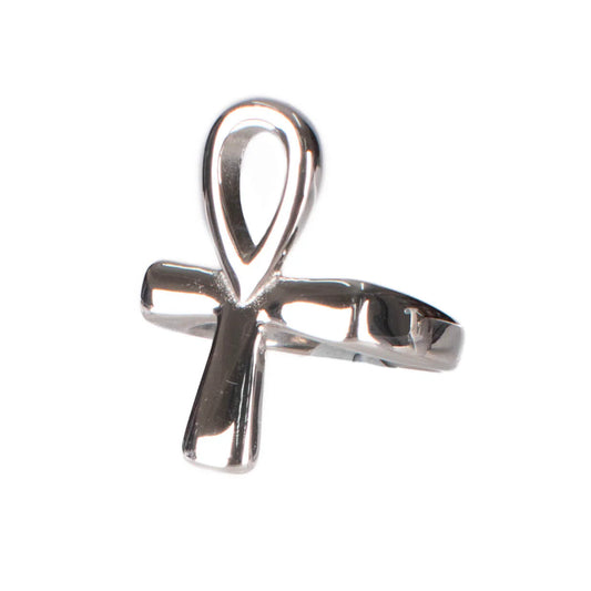 Silberfarbender Ring ANKH RING mit Ankhdesign von Poizen Industries