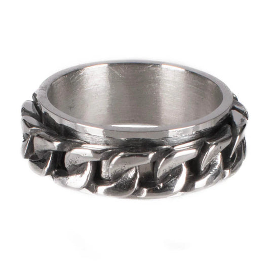 Silberfarbender Ring CHAYNZ RING mit Kettendesign von Poizen Industries