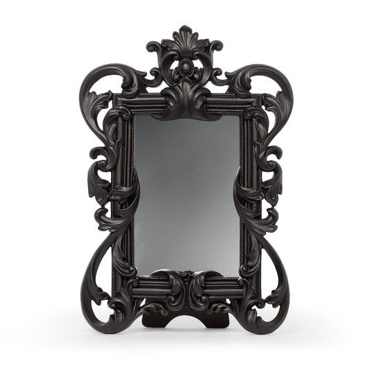 Schwarzer Spiegel Rococo Mirror mit floralem Design von Alchemy