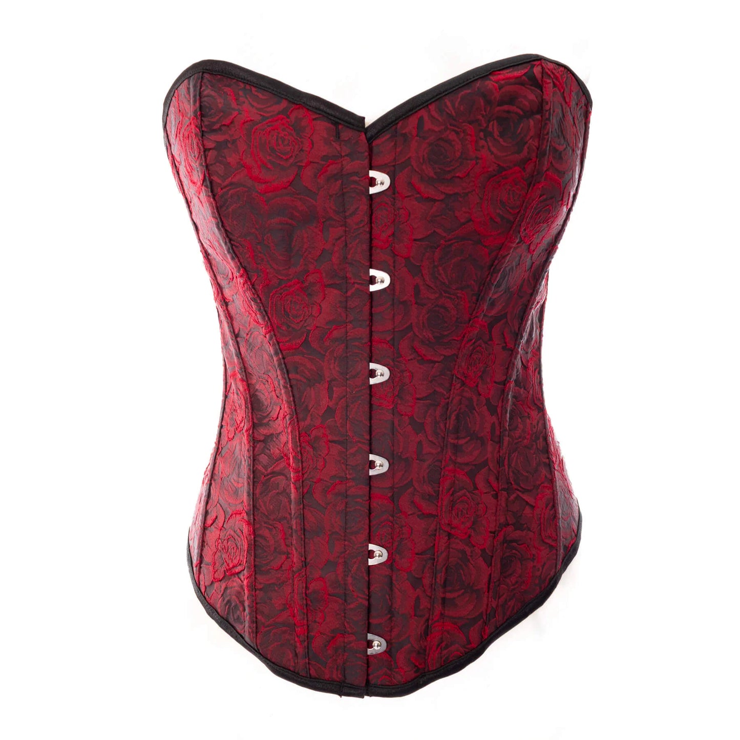 Rotes Korsett ROSE THORN CORSET mit Rosenmuster von Vixxsin