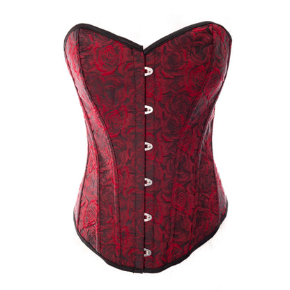 Rotes Korsett ROSE THORN CORSET mit Rosenmuster von Vixxsin