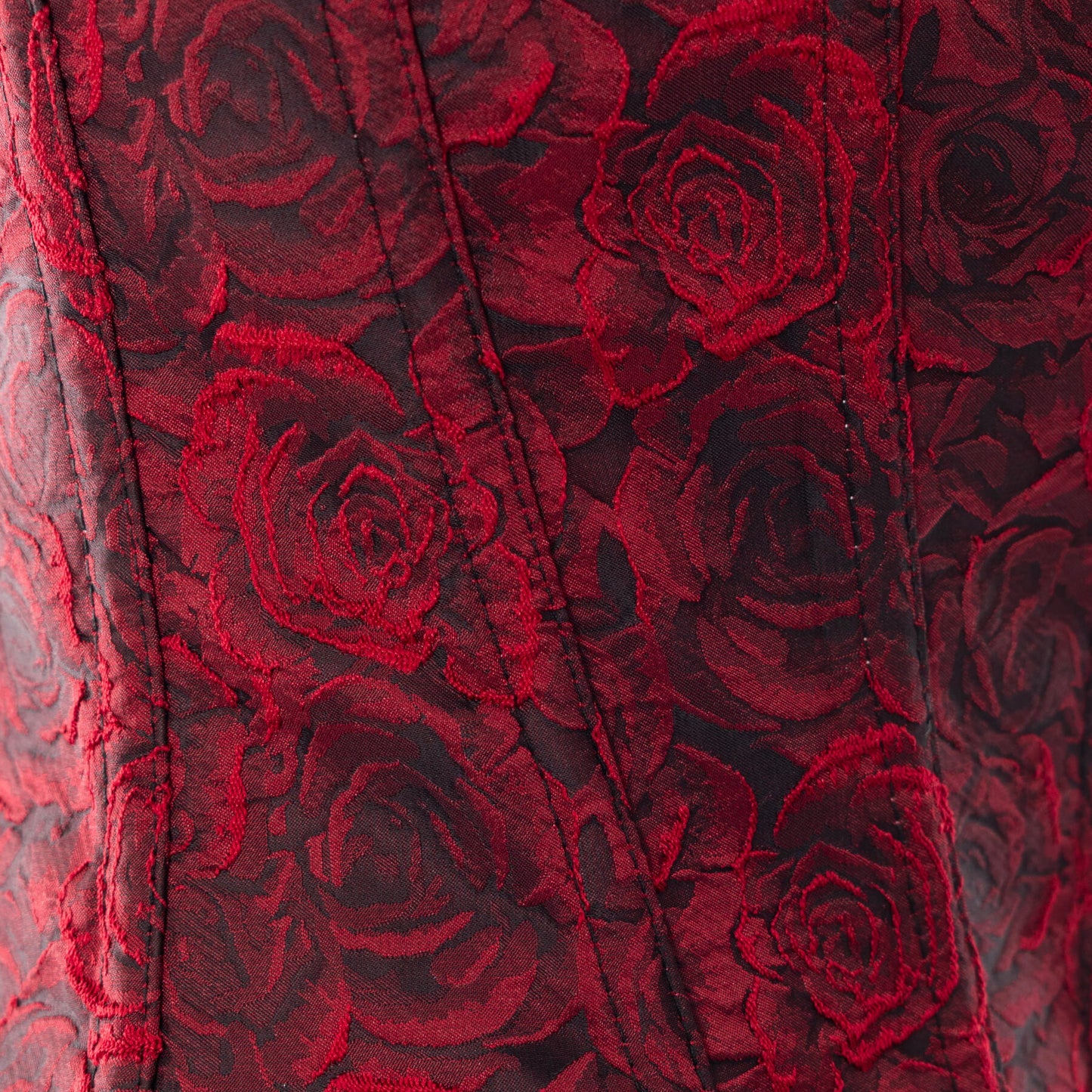 Rotes Korsett ROSE THORN CORSET mit Rosenmuster von Vixxsin