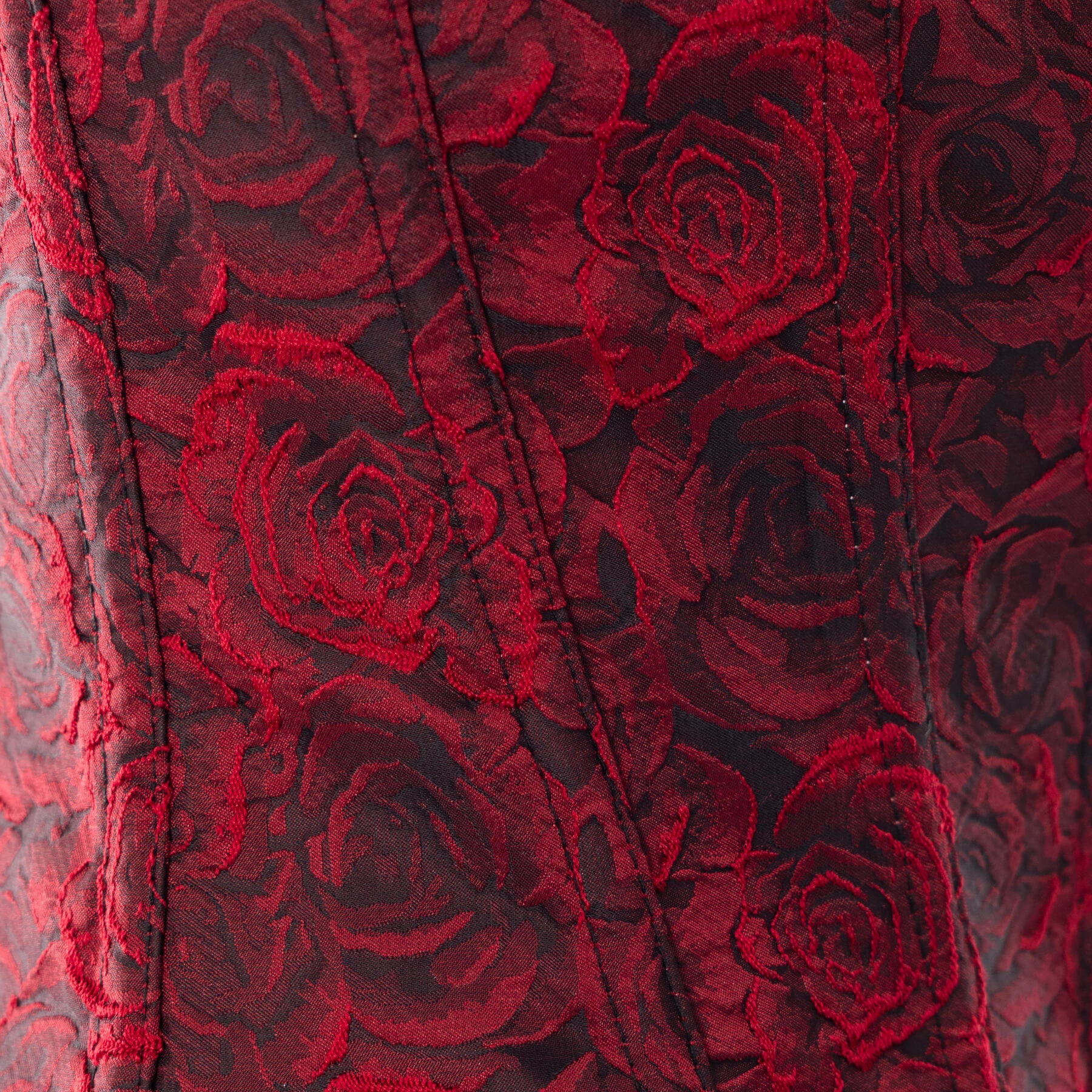 Rotes Korsett ROSE THORN CORSET mit Rosenmuster von Vixxsin