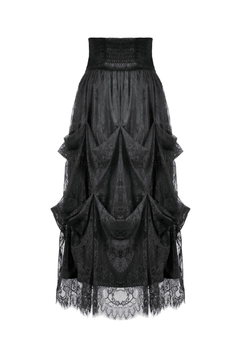 Schwarzer Rock Royal Darkness Gothic Skirt mit Spitzenstoff von Dark In Love