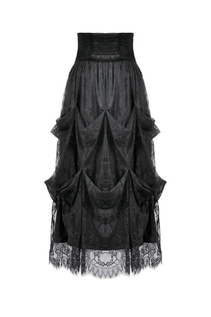 Schwarzer Rock Royal Darkness Gothic Skirt mit Spitzenstoff von Dark In Love