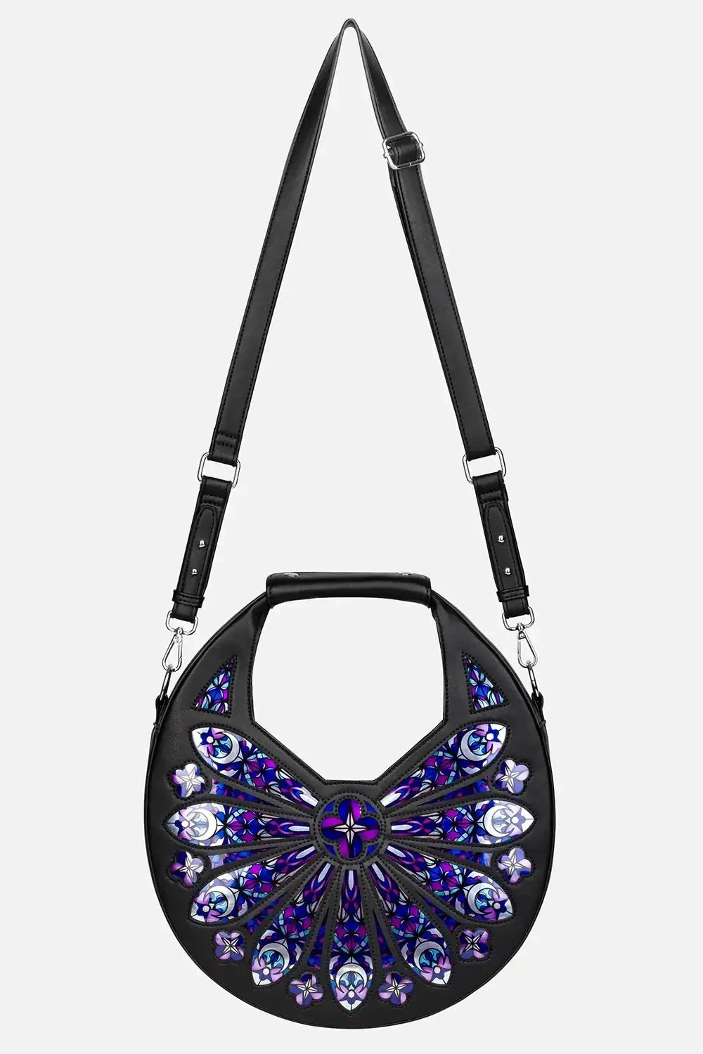 Schwarze Tasche SACRED ROSE BAG mit Fensterdesign von Restyle