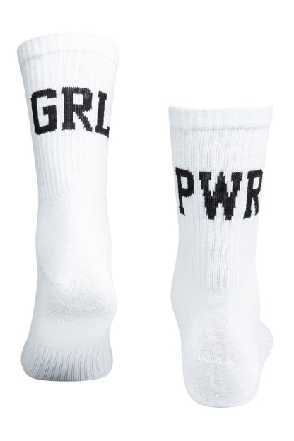 Weiße Socks GRL PWR White mit GRL PWR Schriftzug von Sixblox