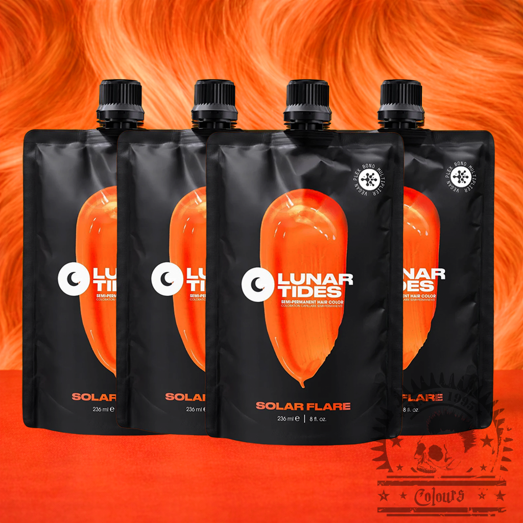 Vier semi-permanente Haartönungen 4er-Sparset Solar Flare in dem Farbton Pastellorange von Lunar Tides