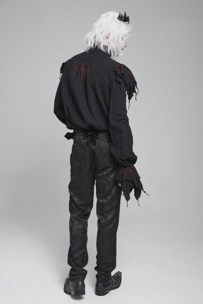 Schwarzes Hemd Vampire Prince Shirt mit roten Elementen von Devil Fashion