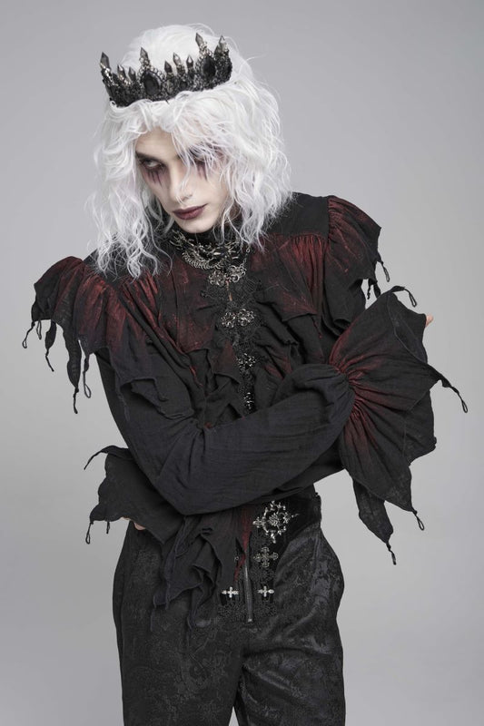 Schwarzes Hemd Vampire Prince Shirt mit roten Elementen von Devil Fashion