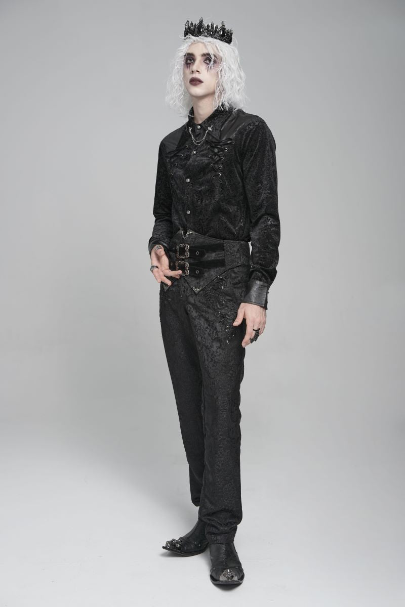 Schwarzes Hemd Vampire Prince Shirt mit Zierschnürung von Devil Fashion