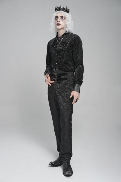 Schwarzes Hemd Vampire Prince Shirt mit Zierschnürung von Devil Fashion
